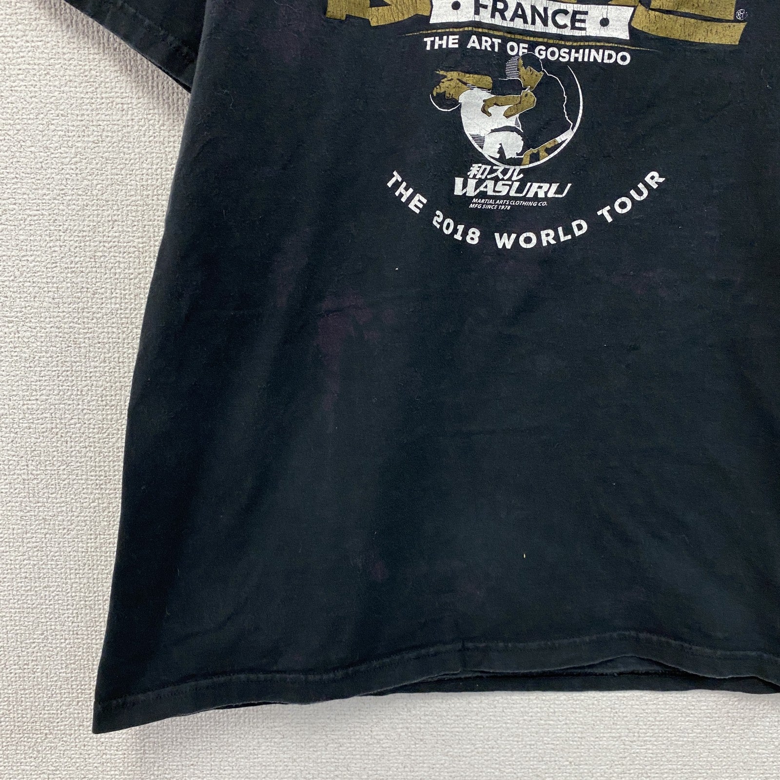 M&O　Alain Sailly　アランセイリー　半袖プリントTシャツ　護身道　黒　ブラック　Mサイズ　古着