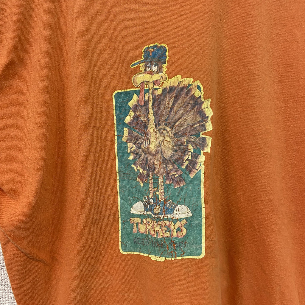 TURKEYS　半袖プリントTシャツ　シングルステッチ　オレンジ カットソー メンズ 古着