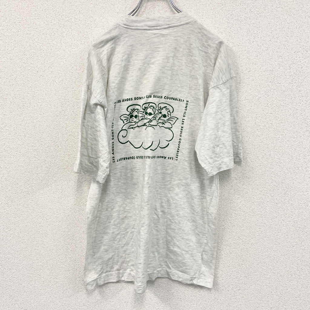 ～00s　AMERICAN　Best Tee　半袖プリントＴシャツ　天使　5連プリント　ヴィンテージ　霜降りグレー　XLサイズ　古着