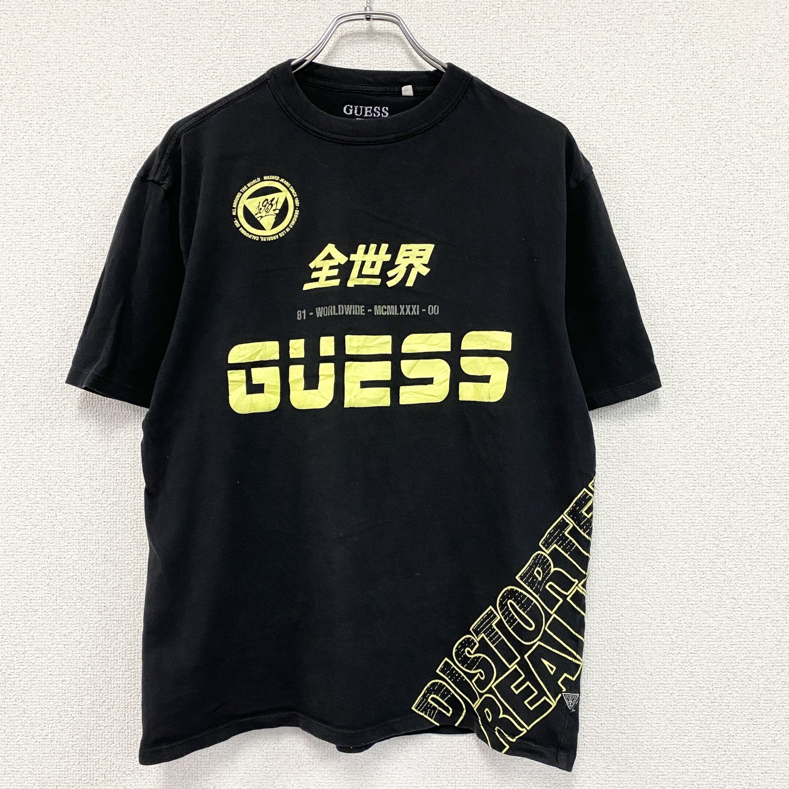 GUESS　ゲス　半袖プリントTシャツ　黒　ブラック　XSサイズ　古着