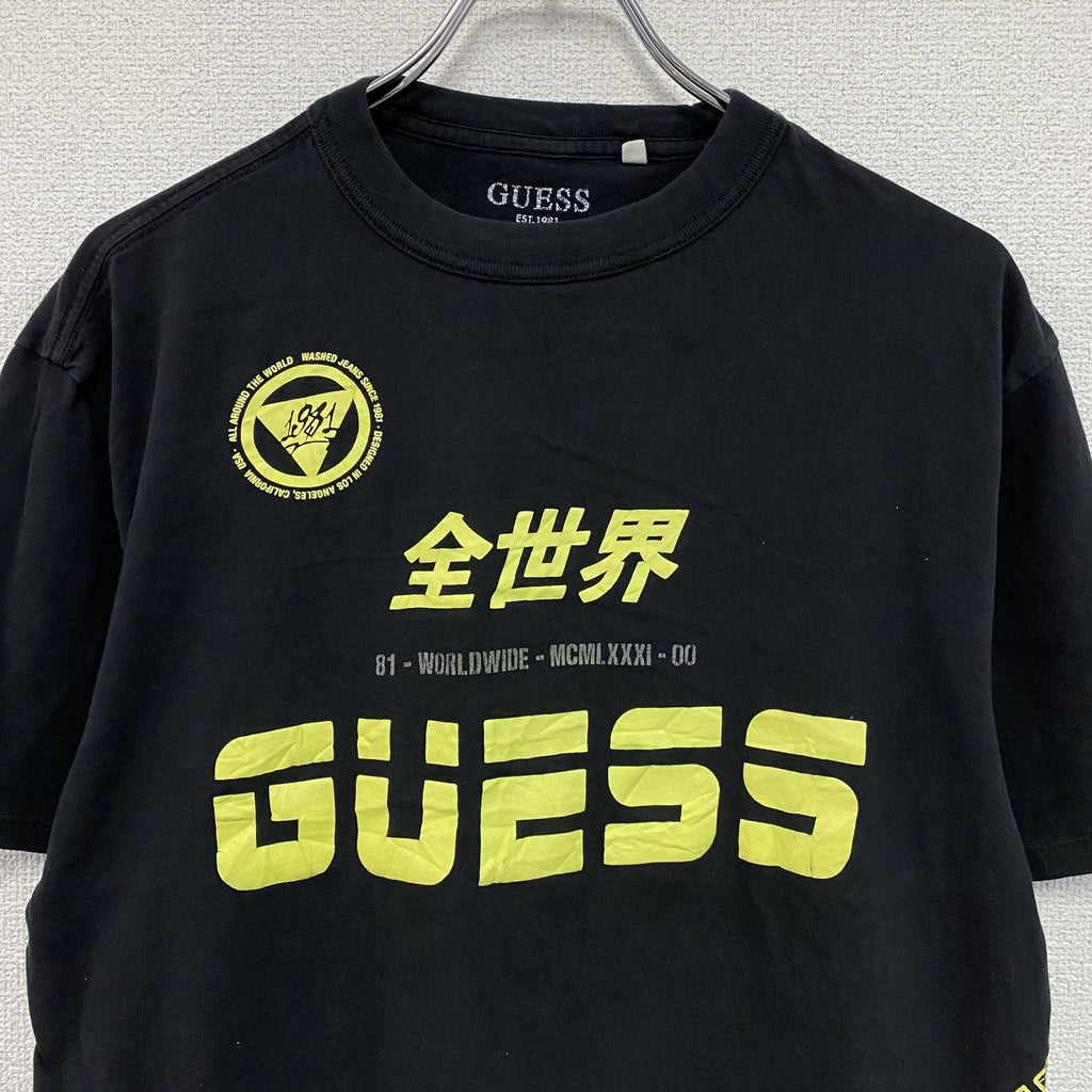 GUESS　ゲス　半袖プリントTシャツ　黒　ブラック　XSサイズ　古着