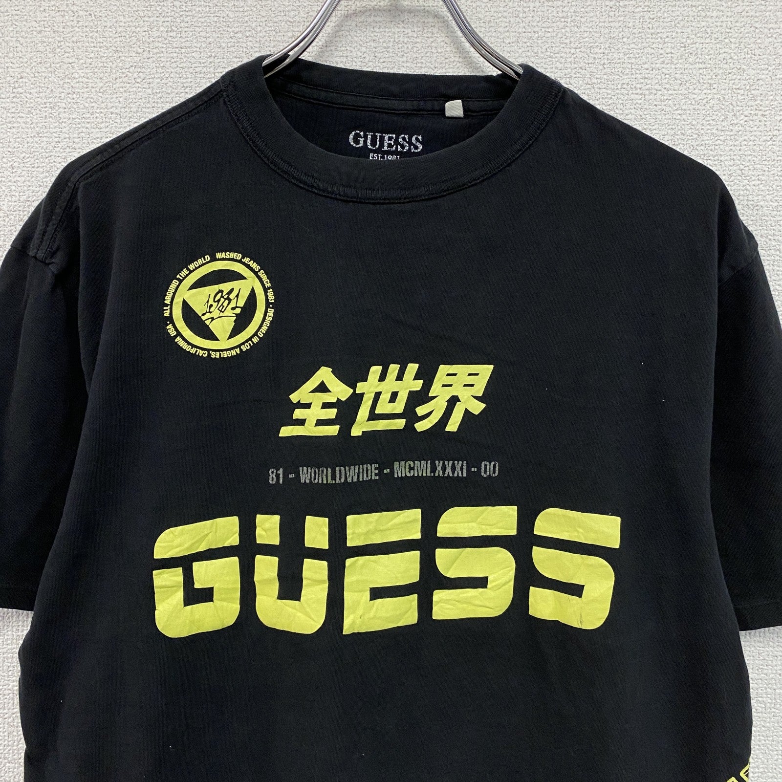 GUESS　ゲス　半袖プリントTシャツ　黒　ブラック　XSサイズ　古着