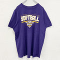 NIKE ナイキ　半袖プリントTシャツ　ソフトボール　クルーネック　スウッシュロゴ　紫　パープル　XLサイズ　古着