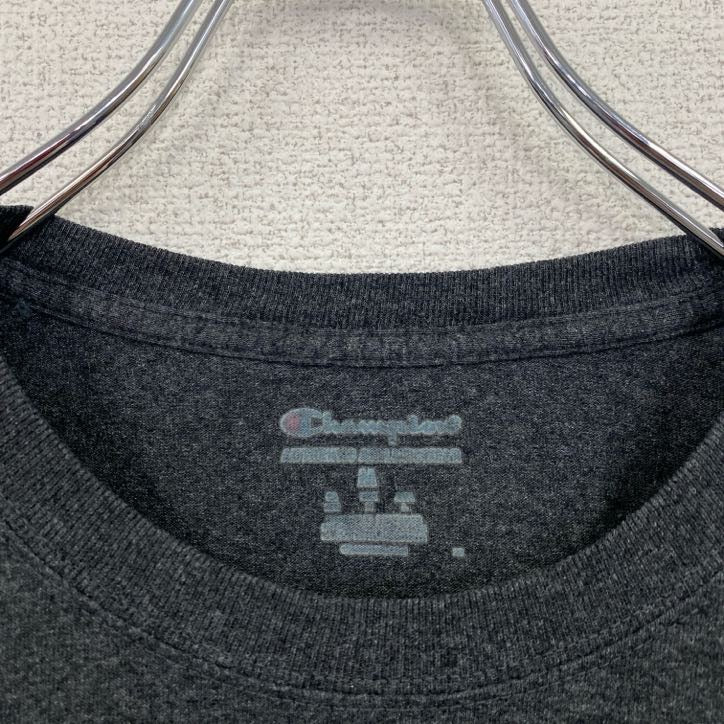 Champion　チャンピオン　半袖プリントTシャツ　アーチプリント　3連プリント　現行　ダークグレー　Mサイズ　古着