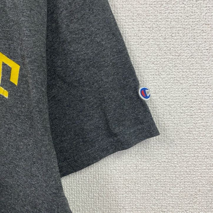 Champion　チャンピオン　半袖プリントTシャツ　アーチプリント　3連プリント　現行　ダークグレー　Mサイズ　古着