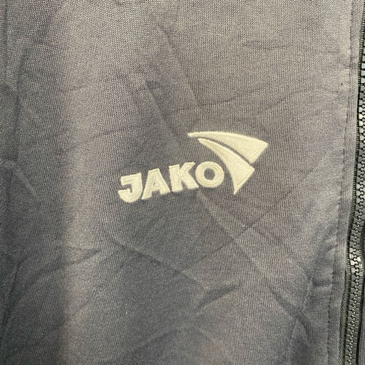 JAKO　フルジップトラックジャケット/ジャージ　ラグランスリーブ　刺繍ロゴ　ワンポイント　灰色　ダークグレー　XXLサイズ　古着