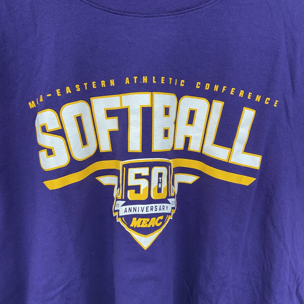 NIKE ナイキ　半袖プリントTシャツ　ソフトボール　クルーネック　スウッシュロゴ　紫　パープル　XLサイズ　古着
