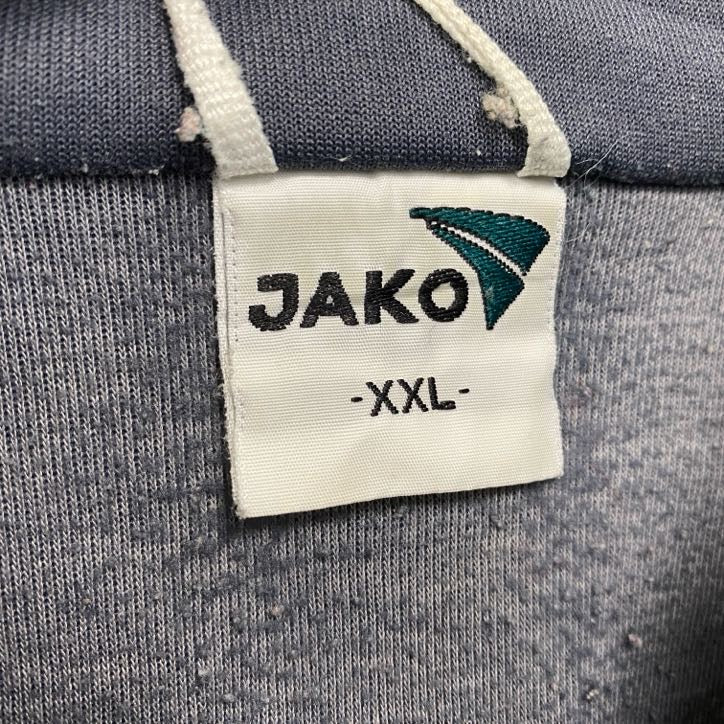JAKO　フルジップトラックジャケット/ジャージ　ラグランスリーブ　刺繍ロゴ　ワンポイント　灰色　ダークグレー　XXLサイズ　古着