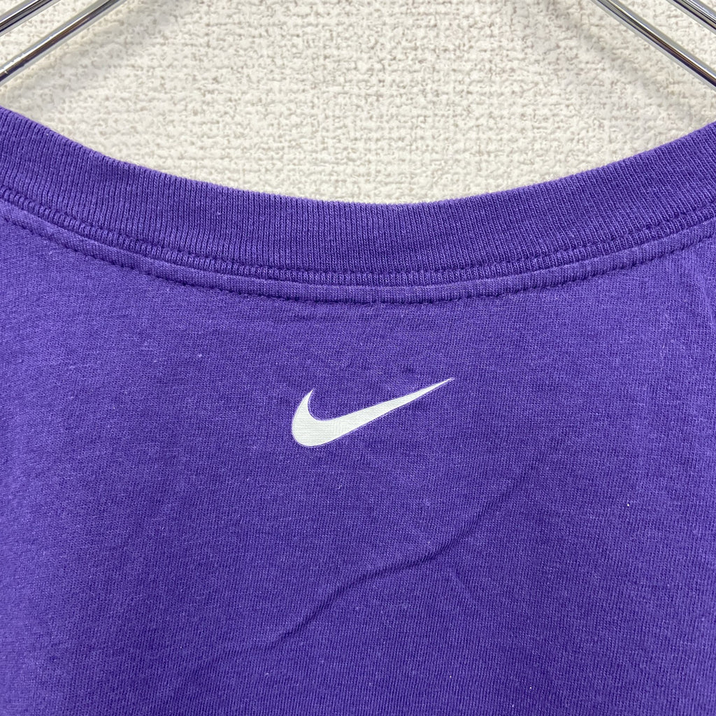 NIKE ナイキ　半袖プリントTシャツ　ソフトボール　クルーネック　スウッシュロゴ　紫　パープル　XLサイズ　古着
