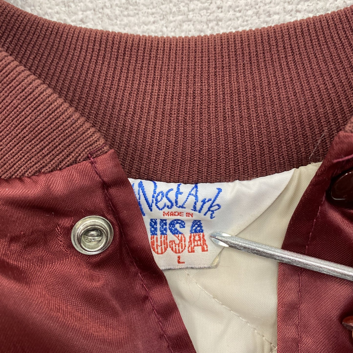 WeastArk　ウェスターク　ナイロンスタジャン/スタジアムジャケット　ヴィンテージ　ボルドー　Lサイズ