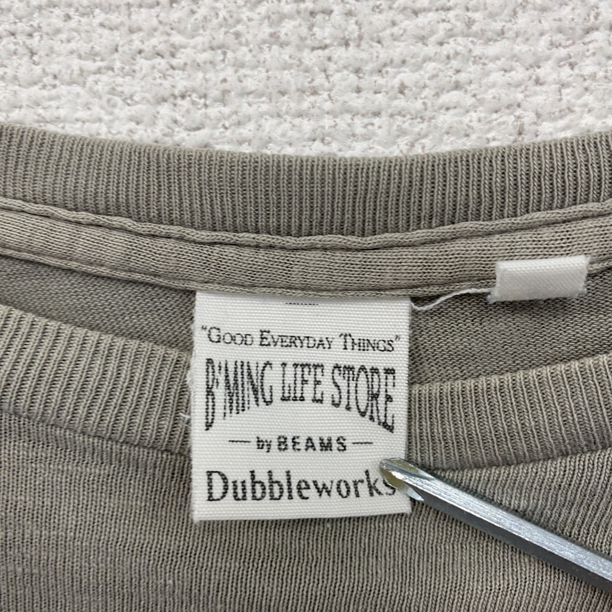 B:MING LIFE STORE by BEAMS　DUBBLEWORKS　ダブルワークス　半袖プリントTシャツ　グレー　Mサイズ　古着
