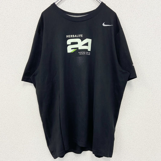 古着 used　NIKE ナイキ　半袖プリントTシャツ　DRI-FIT　クルーネック　スウッシュロゴ　黒　ブラック　XLサイズ