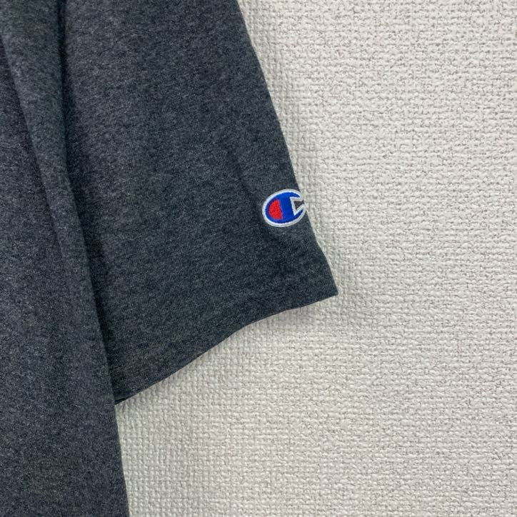 Champion　チャンピオン　半袖プリントTシャツ　カレッジプリント　刺繍ロゴ　現行　ダークグレー　XLサイズ　古着