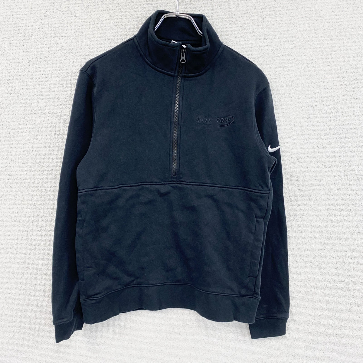NIKE　ナイキ　ハーフジップスウェット/トレーナー　スウッシュ　黒　ブラック　Lサイズ　古着