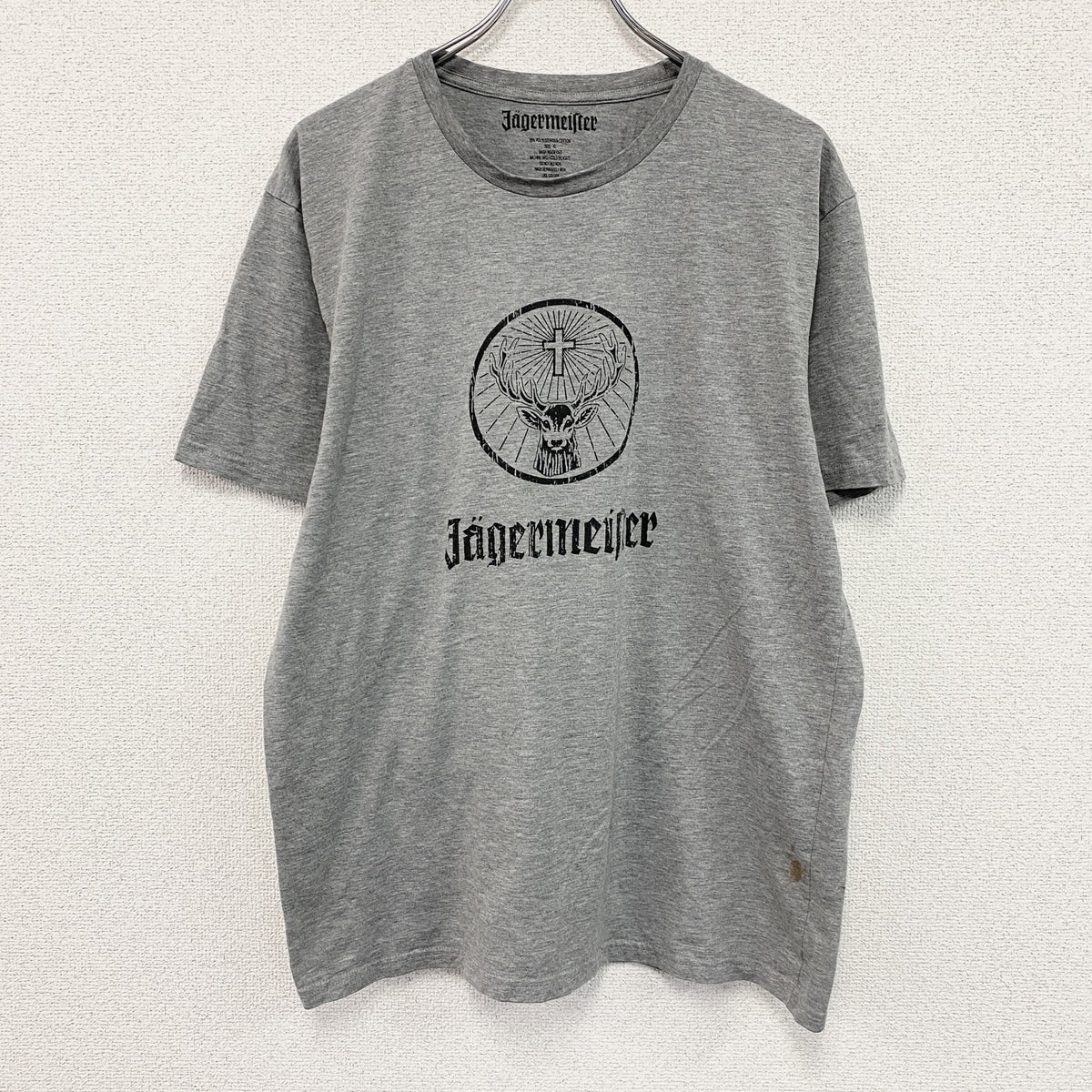 Jagermeister　イエーガーマイスター　半袖プリントTシャツ　グレー　灰色　XLサイズ　古着