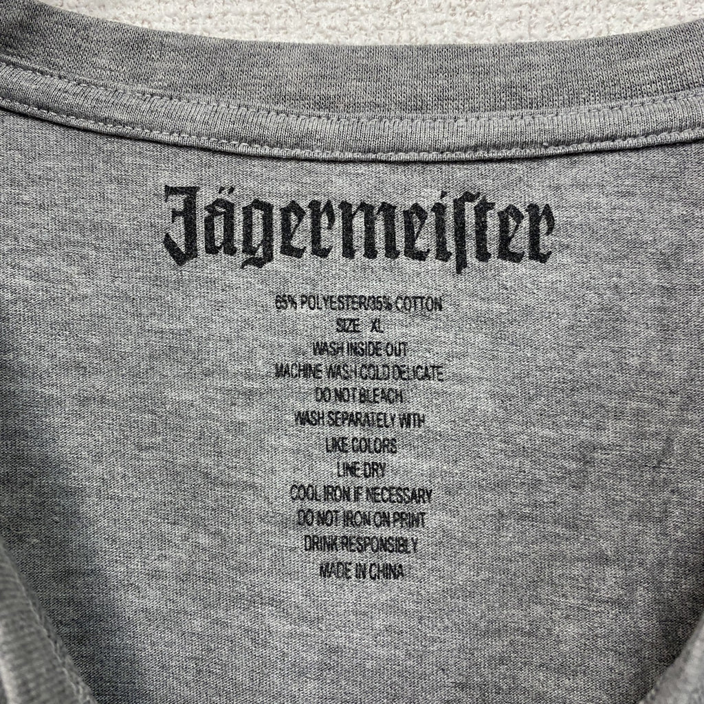 Jagermeister　イエーガーマイスター　半袖プリントTシャツ　グレー　灰色　XLサイズ　古着