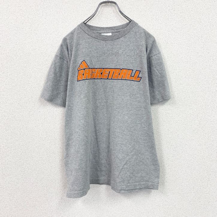 adidas　アディダス　半袖プリントTシャツ　灰色　グレー　Mサイズ　古着