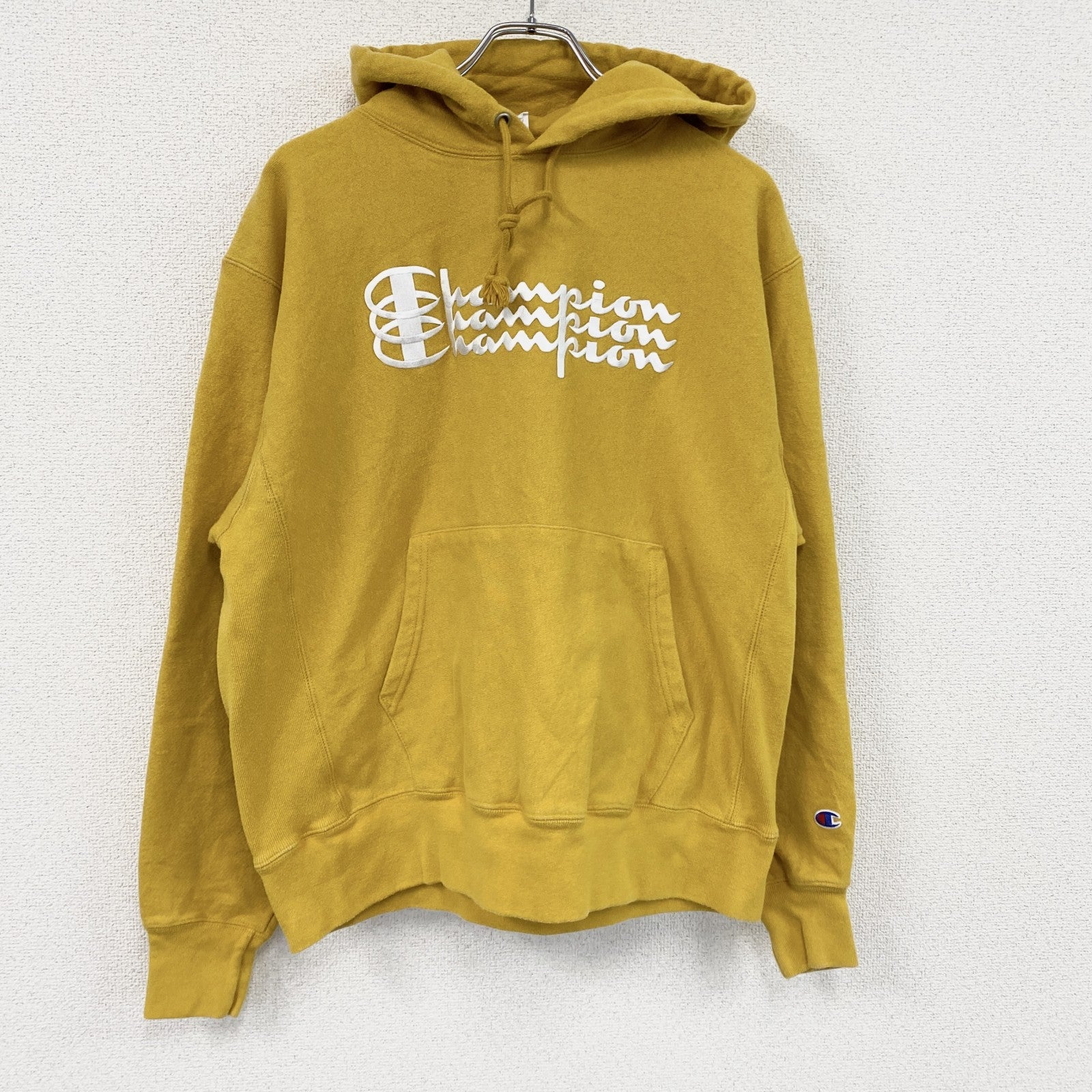 Champion　チャンピオン　リバースウィーブ　スウェットパーカー/フーディー　黄色　イエロー　Lサイズ トレーナー スウェットトップス フード付き 古着