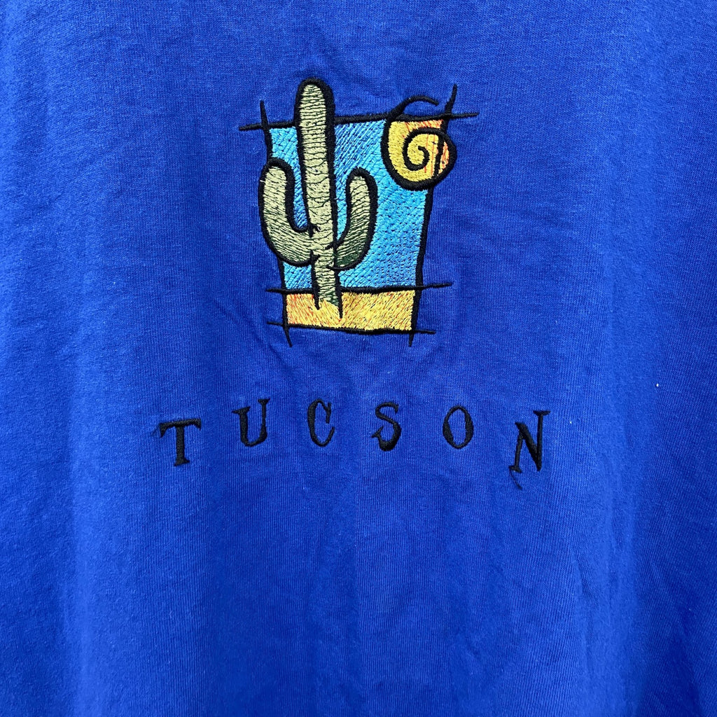 ～00s　TULTEX　タルテックス　半袖Ｔシャツ　刺繍ロゴ　ヴィンテージ　青　ブルー　Lサイズ　古着