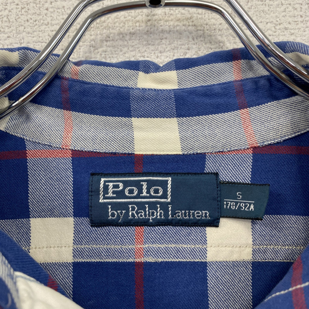 Polo Ralph Lauren　ポロラルフローレン　長袖ネルシャツ　チェック柄　青　ブルー　Sサイズ　古着