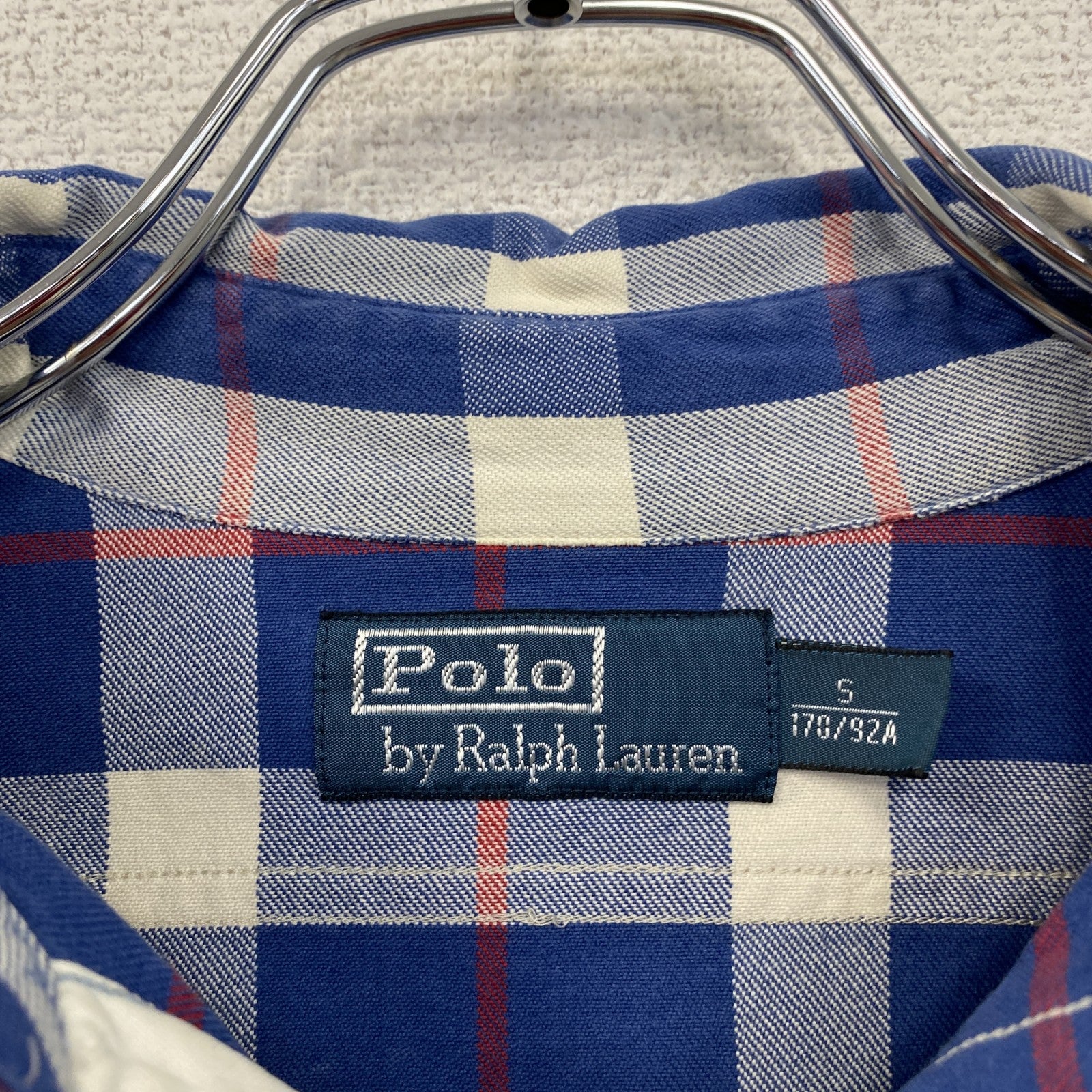 Polo Ralph Lauren　ポロラルフローレン　長袖ネルシャツ　チェック柄　青　ブルー　Sサイズ　古着
