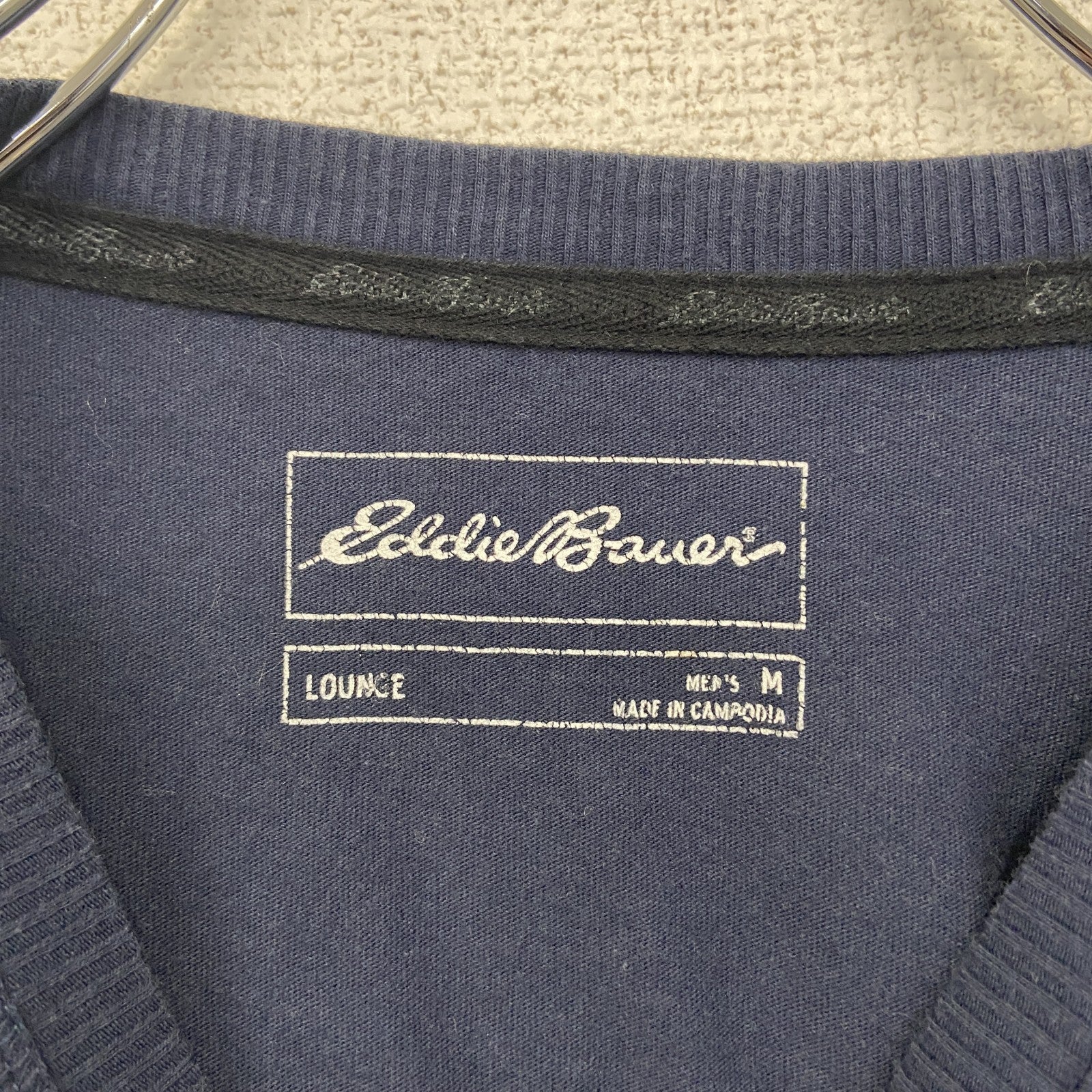 Eddie Bauer エディバウアー　半袖無地Tシャツ　クルーネック　シンプル　ノームコア　ネイビー　紺　Mサイズ　古着