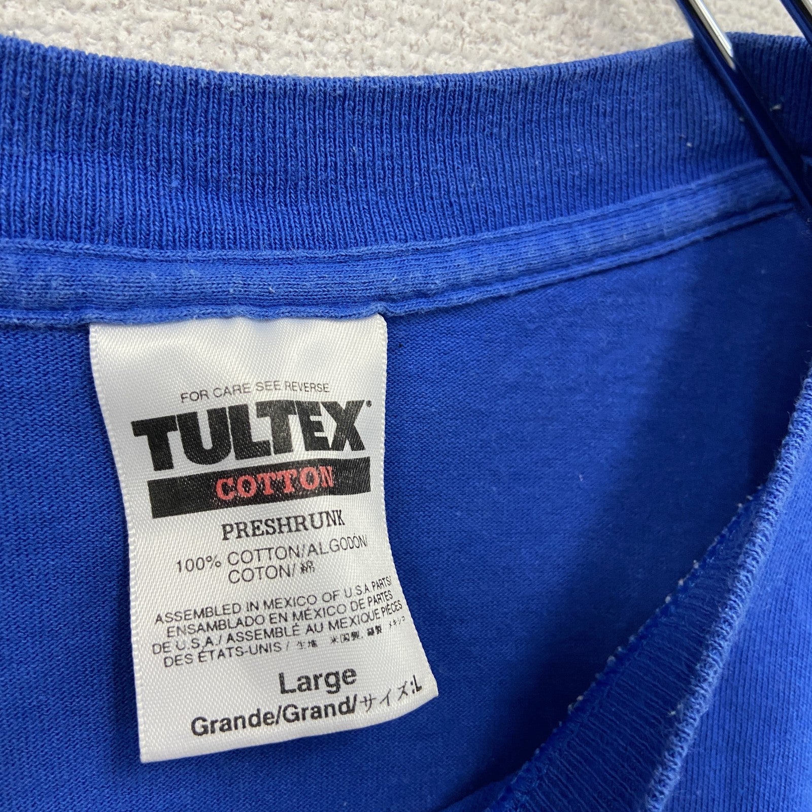 ～00s　TULTEX　タルテックス　半袖Ｔシャツ　刺繍ロゴ　ヴィンテージ　青　ブルー　Lサイズ　古着