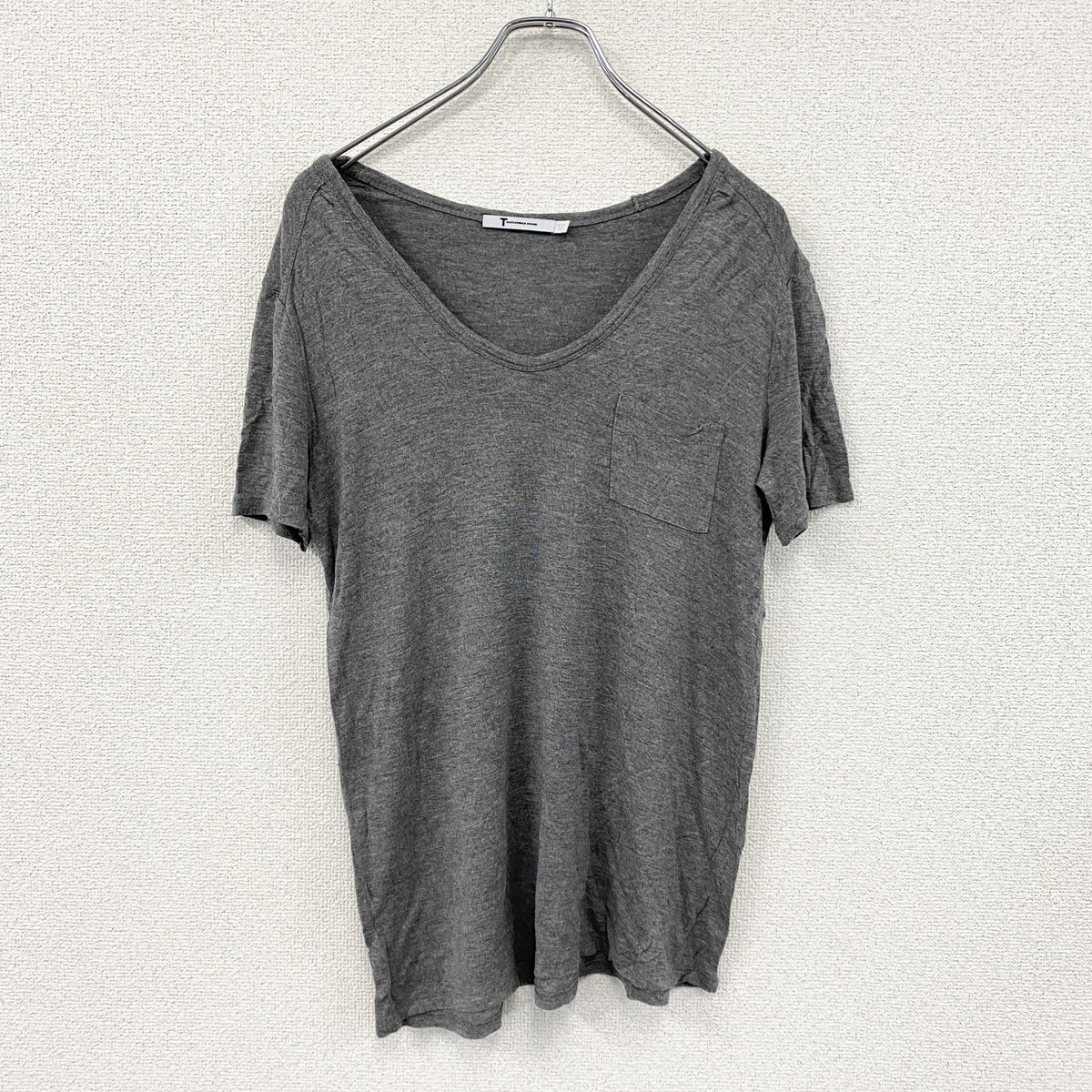T by Alexander Wand　ティーバイアレクサンダーワン　半袖Tシャツ　Vネック　ダークグレー　XSサイズ　古着