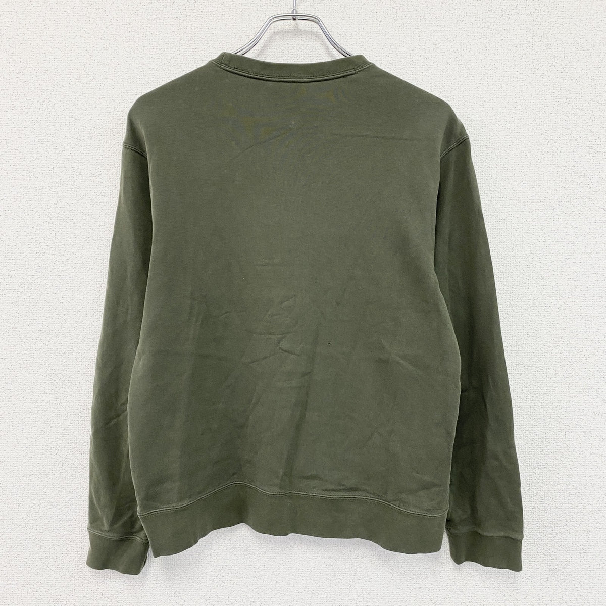 00s　NIKE　ナイキ　スウェット/トレーナー　スウッシュ　デカロゴ　ヴィンテージ　カーキ　Lサイズ スウェットトップス メンズ コットン 古着