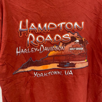 00s　HARLEY DAVIDSON　ハーレーダビッドソン　半袖プリントTシャツ　ヴィンテージ　オレンジ　Lサイズ
