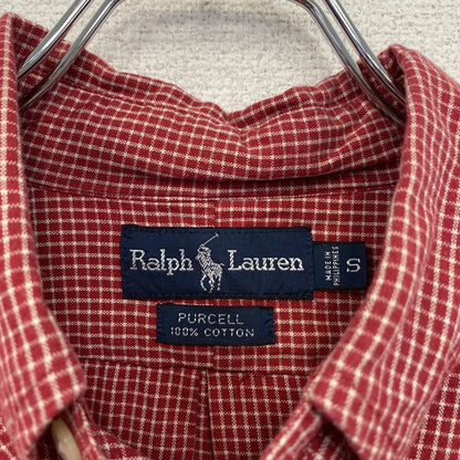 Ralph Lauren　ラルフローレン　ハーフボタン長袖シャツ　ボタンダウンシャツ　チェック柄　赤　レッド　Sサイズ