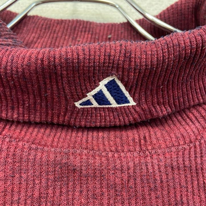 90s　adidas　アディダス　長袖無地ニット　セーター　ヴィンテージ　タートルネック　赤　レッド　Lサイズ　古着