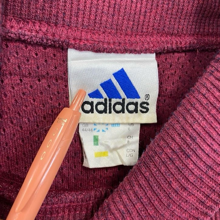 90s　adidas　アディダス　長袖無地ニット　セーター　ヴィンテージ　タートルネック　赤　レッド　Lサイズ　古着