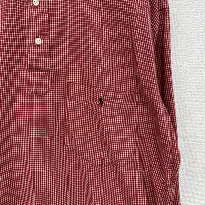 Ralph Lauren　ラルフローレン　ハーフボタン長袖シャツ　ボタンダウンシャツ　チェック柄　赤　レッド　Sサイズ