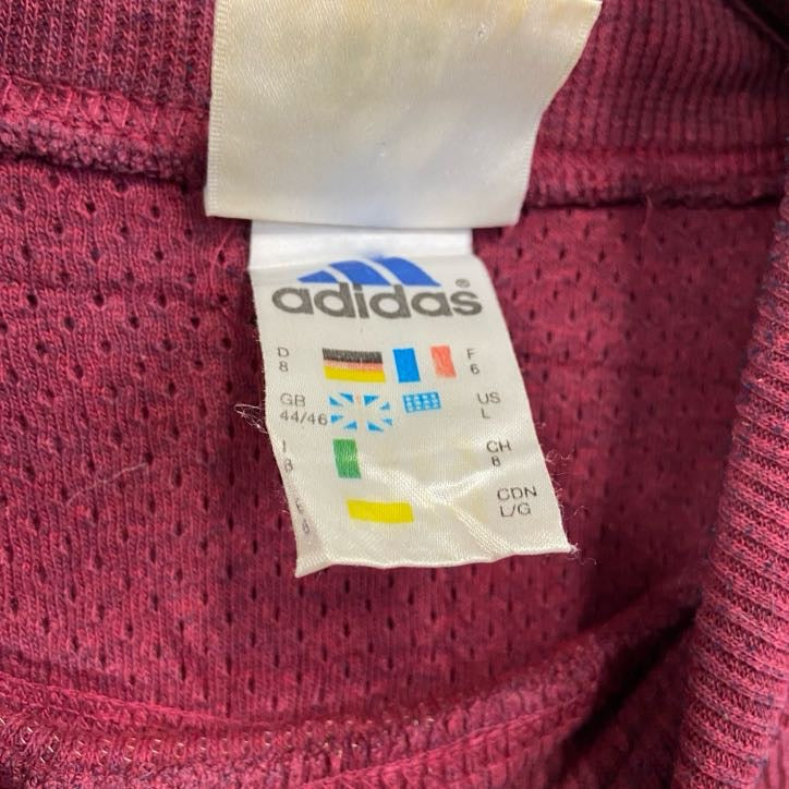 90s　adidas　アディダス　長袖無地ニット　セーター　ヴィンテージ　タートルネック　赤　レッド　Lサイズ　古着