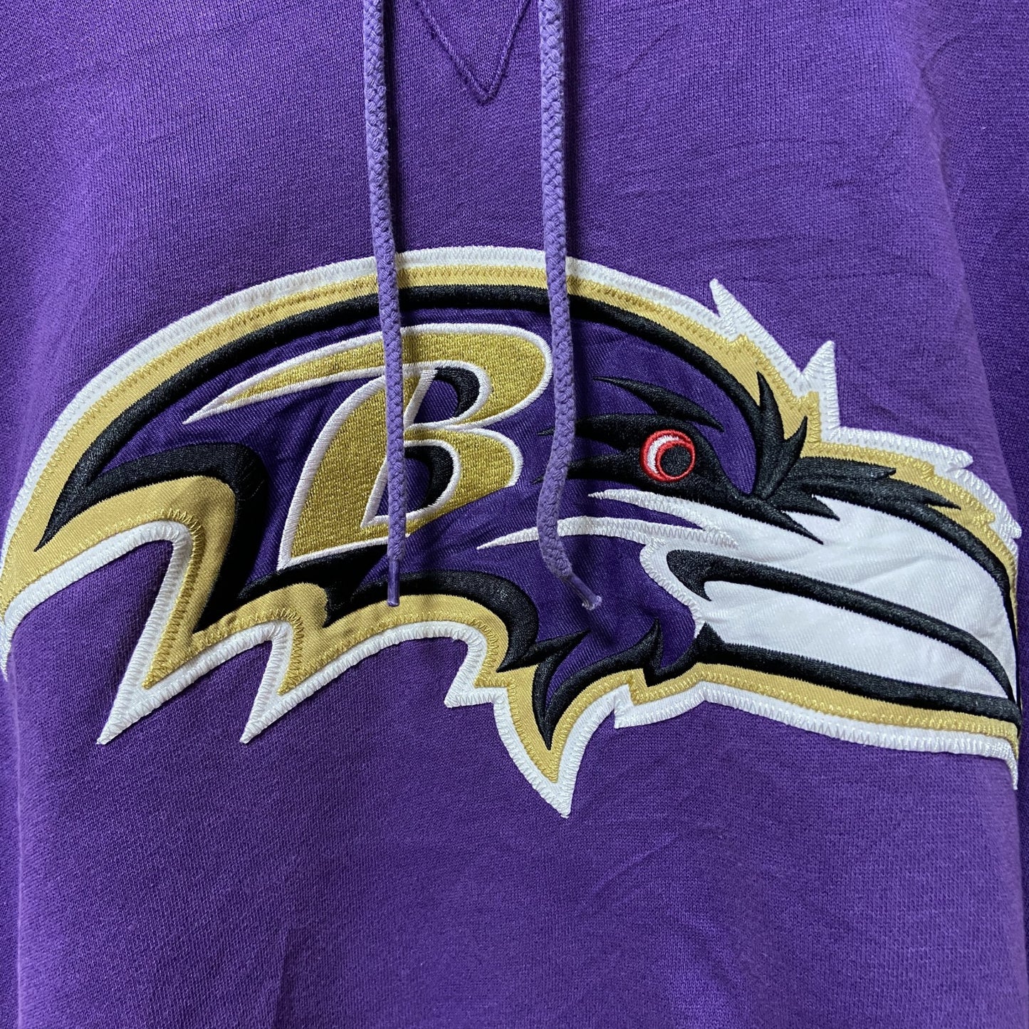 古着 used　NFL　ボルチモアレイブンズ RAVENS　アメフト　長袖ロゴ刺繍パーカー　オフィシャル　紫　パープル　Lサイズ