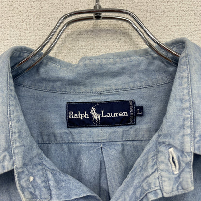 Ralph Lauren　ラルフローレン　半袖シャツ　シャンブレーシャツ　ボタンダウンシャツ　青　ブルー　Lサイズ