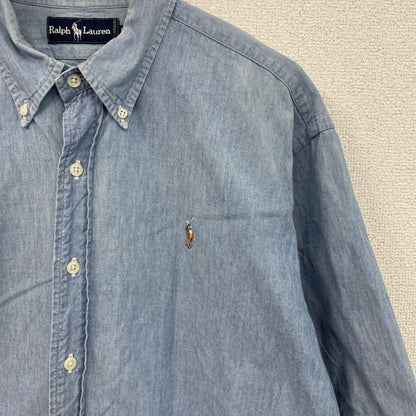 Ralph Lauren　ラルフローレン　半袖シャツ　シャンブレーシャツ　ボタンダウンシャツ　青　ブルー　Lサイズ