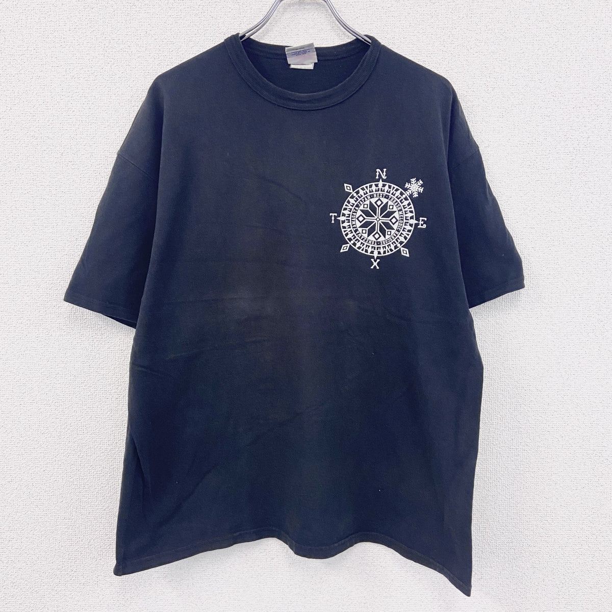 00s　Champion　チャンピオン　半袖プリントTシャツ　ヴィンテージ　コンパス　黒　ブラック　Lサイズ　古着