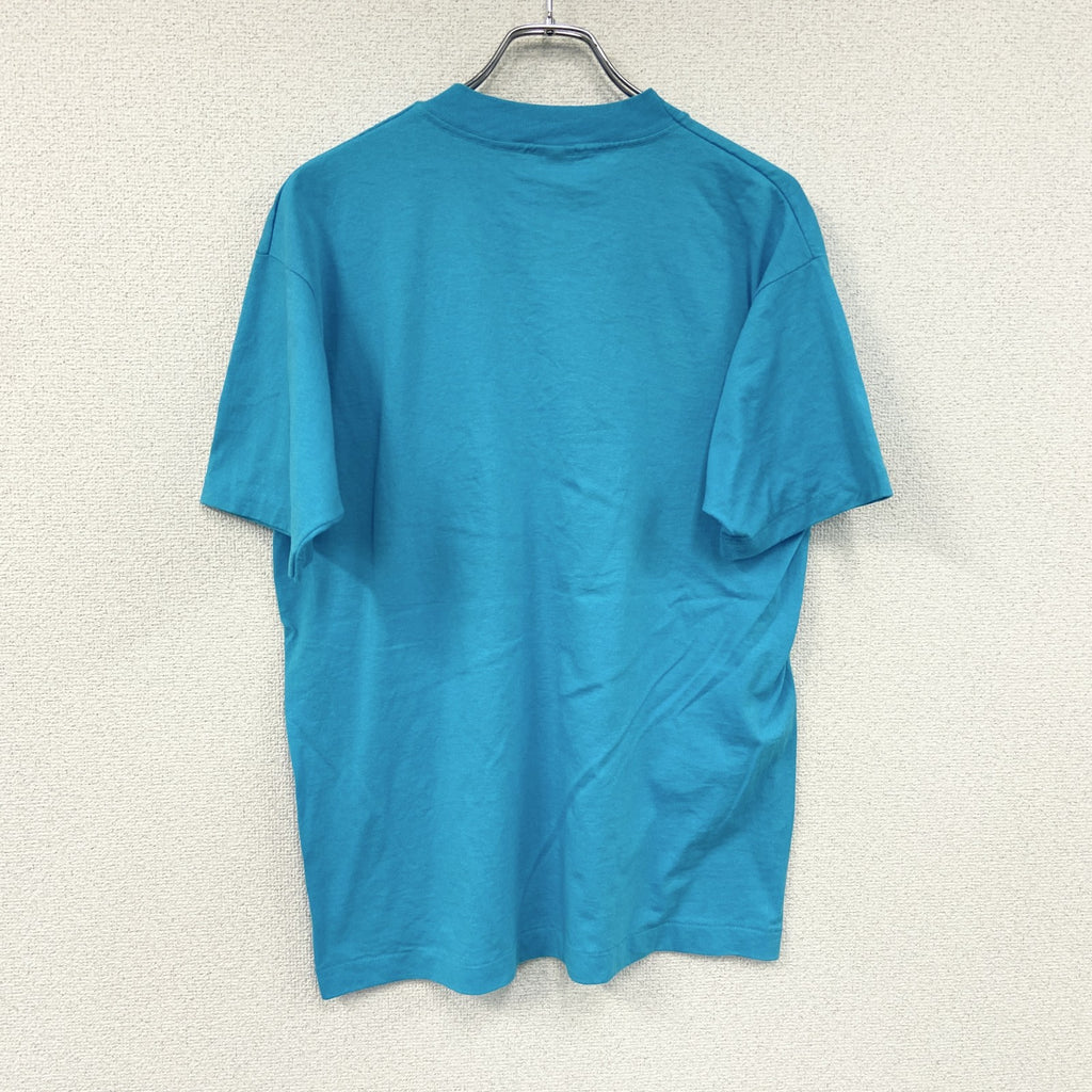 BRANSON　ブランソン　半袖プリントTシャツ　シングルステッチ　水色　ライトブルー　Lサイズ カットソー メンズ コットン 古着