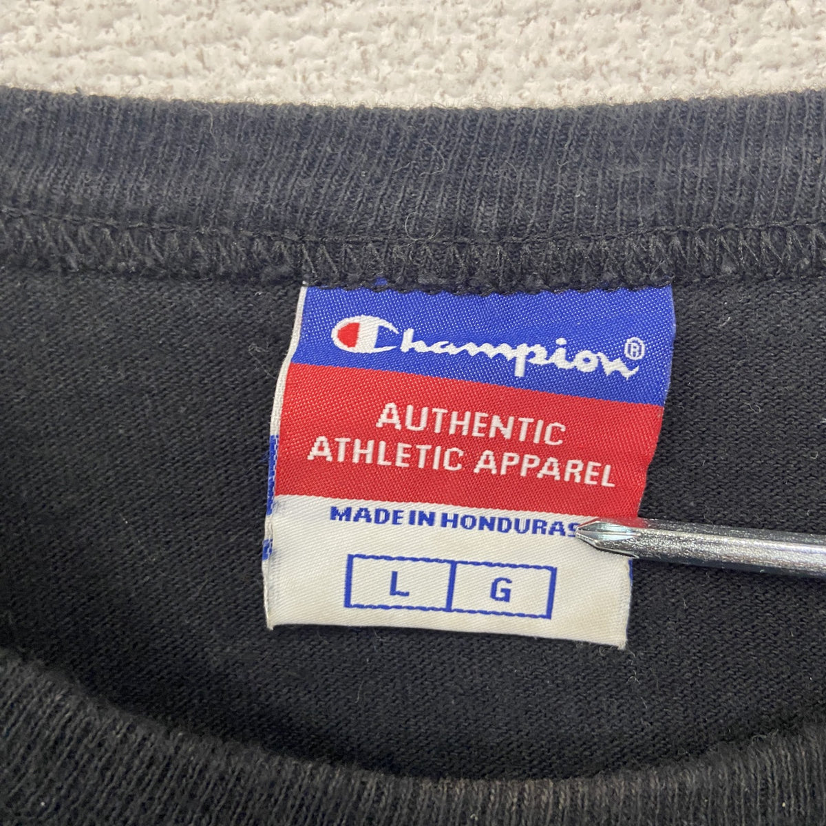 00s　Champion　チャンピオン　半袖プリントTシャツ　ヴィンテージ　コンパス　黒　ブラック　Lサイズ　古着
