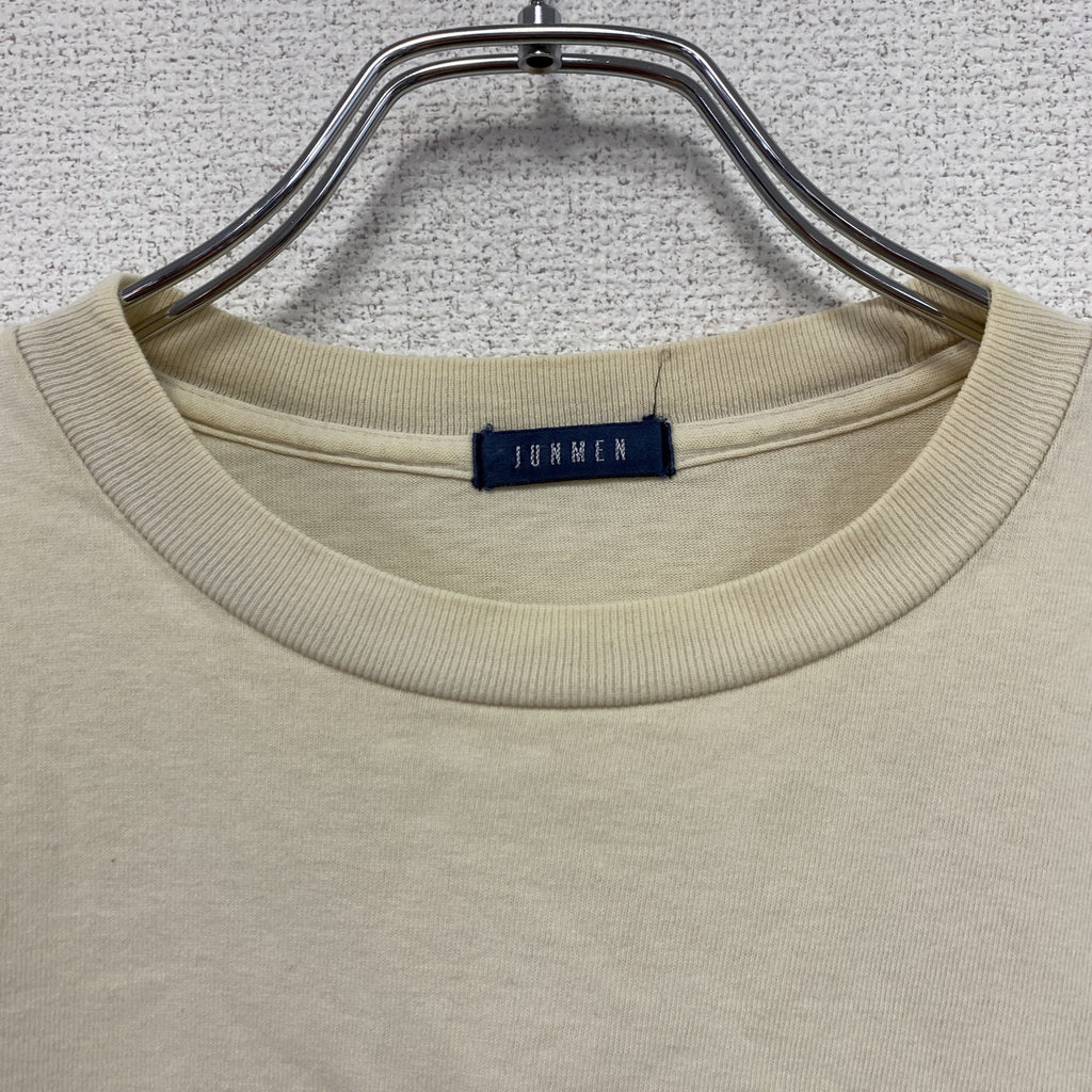 JUNMEN　ジュンメン　半袖プリントTシャツ　3連プリント　ベージュ　Sサイズ　古着