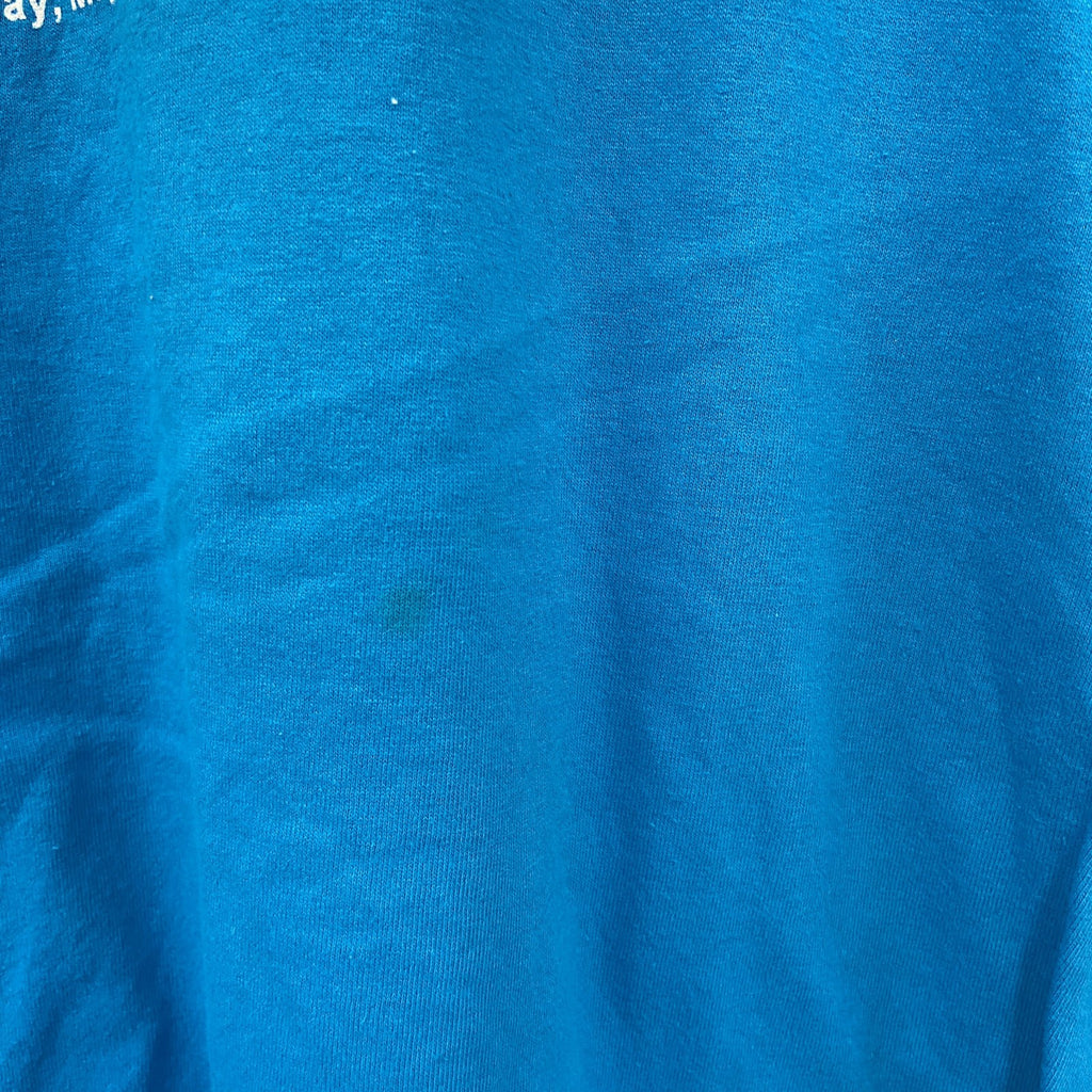 ONEITA　半袖プリントTシャツ　シングルステッチ　水色　ライトブルー　XLサイズ カットソー メンズ コットン 古着