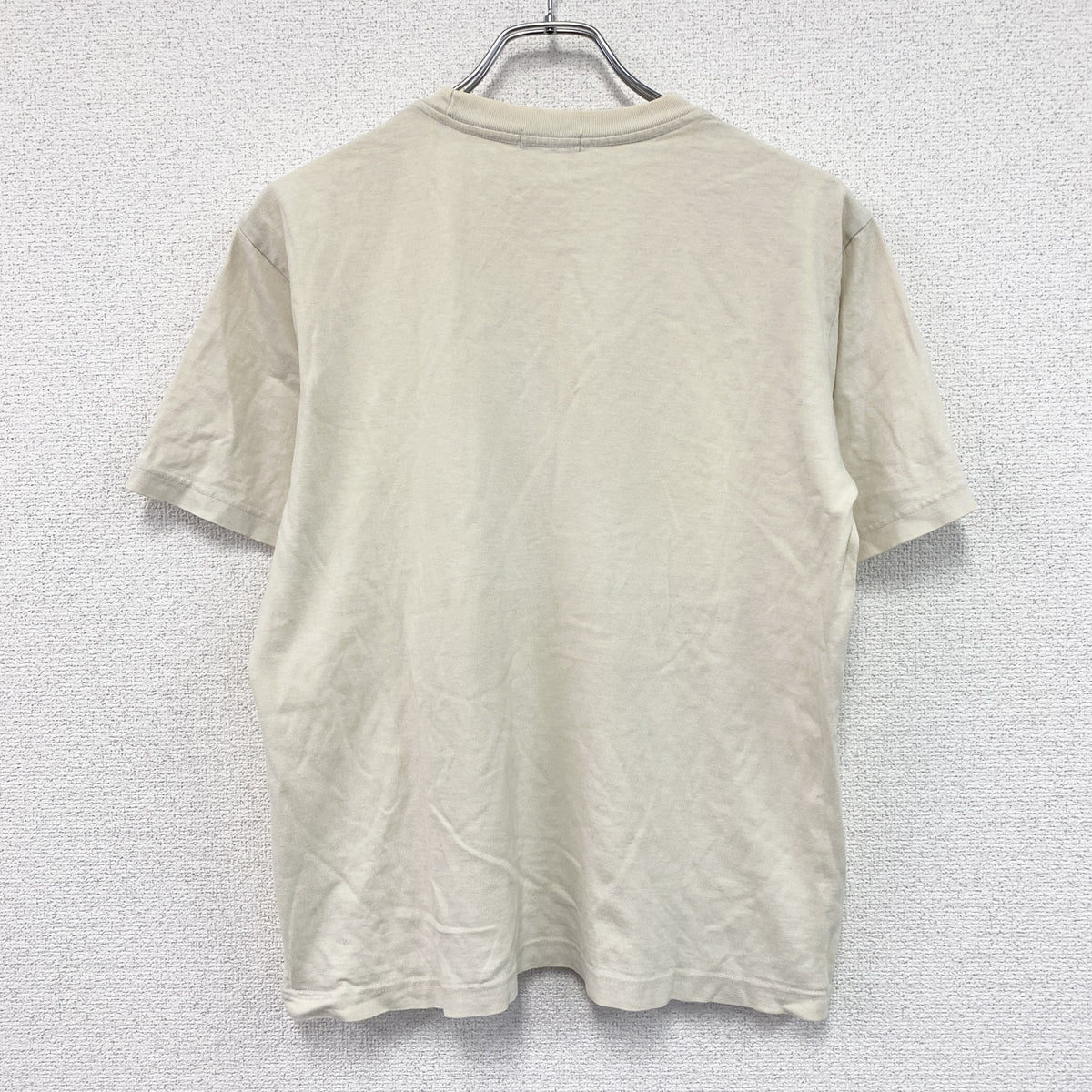 JUNMEN　ジュンメン　半袖プリントTシャツ　3連プリント　ベージュ カットソー メンズ コットン 古着