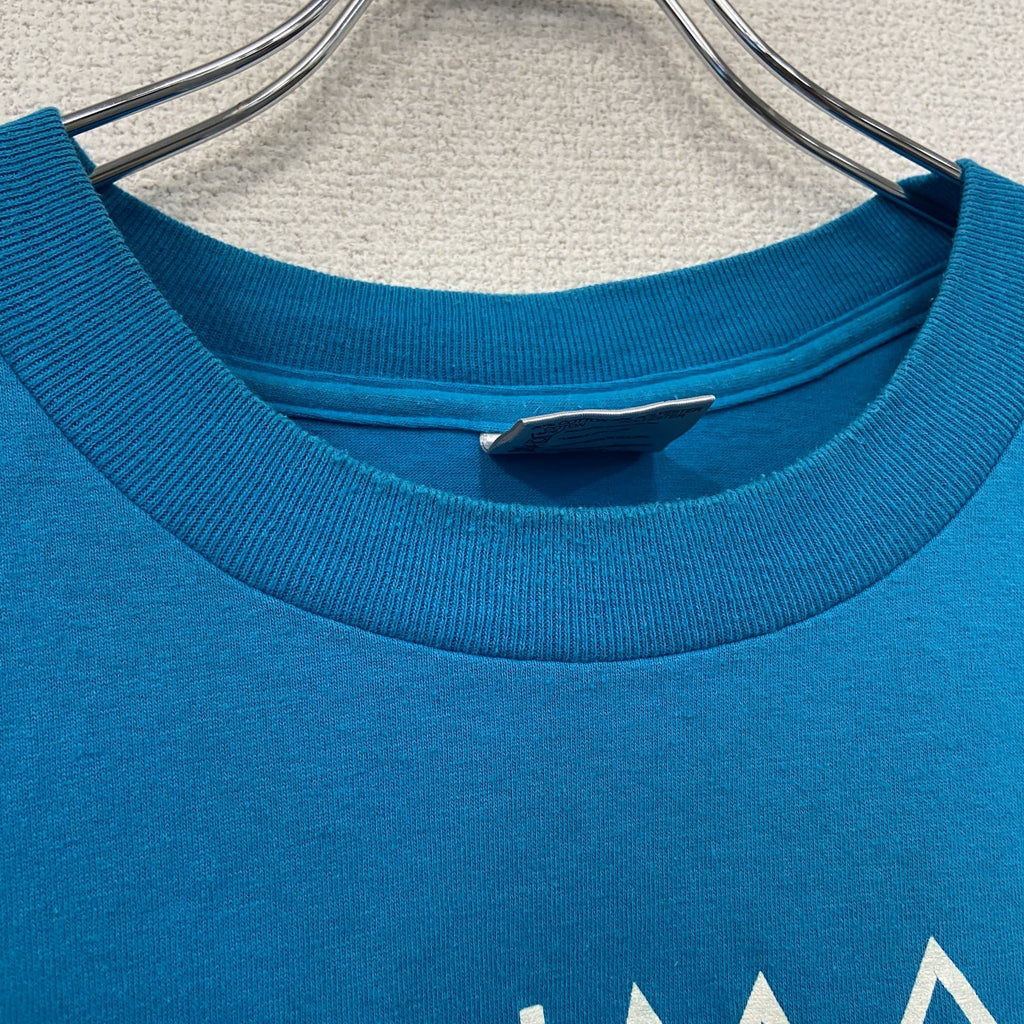 ONEITA　半袖プリントTシャツ　シングルステッチ　水色　ライトブルー　XLサイズ カットソー メンズ コットン 古着