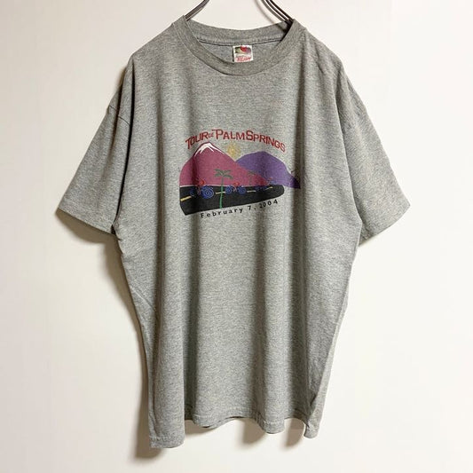 古着 used　FRUITOFTHELOOM　半袖ツアープリントTシャツ　協賛バックプリント　グレー　ビッグシルエット　XLサイズ