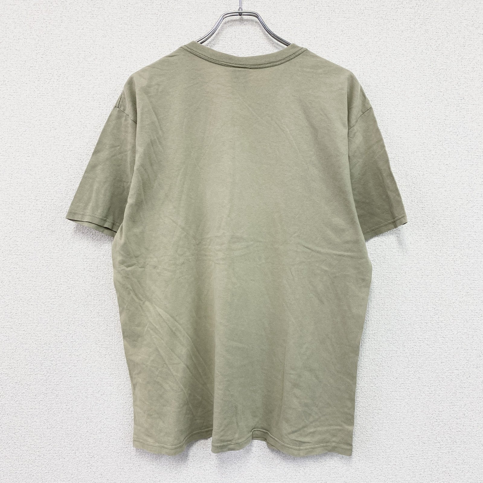 00s　anvil　アンビル　半袖プリントTシャツ　アーチプリント　ヴィンテージ　カーキ　Lサイズ　古着