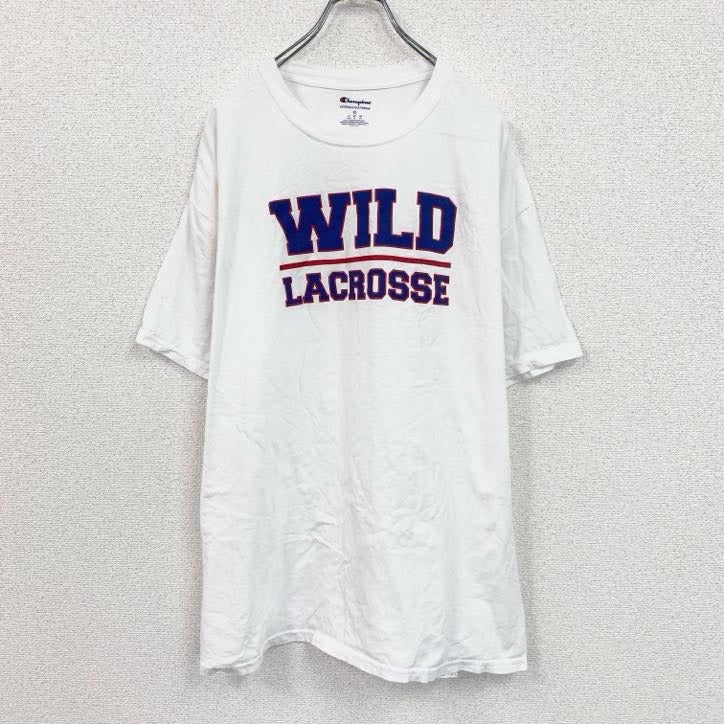 Champion　チャンピオン　半袖プリントTシャツ　英字プリント　クルーネック　現行　白　ホワイト　XLサイズ　古着