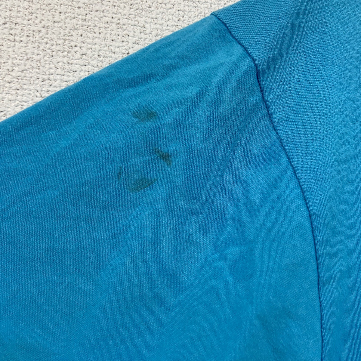 FRUIT OF THE LOOM　フルーツオブザルーム　半袖プリントTシャツ　シングルステッチ　水色　ライトブルー　Lサイズ カットソー メンズ コットン 古着