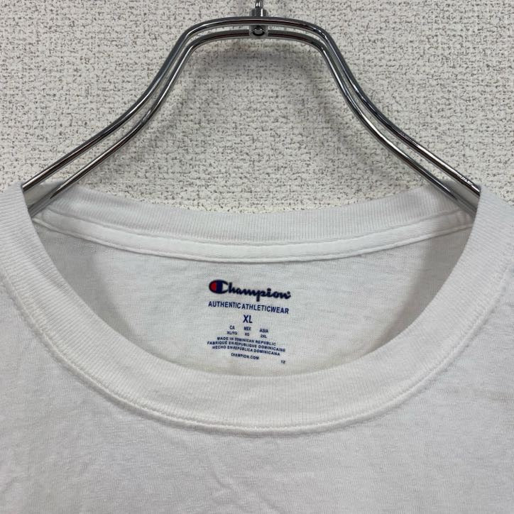 Champion　チャンピオン　半袖プリントTシャツ　英字プリント　クルーネック　現行　白　ホワイト　XLサイズ　古着
